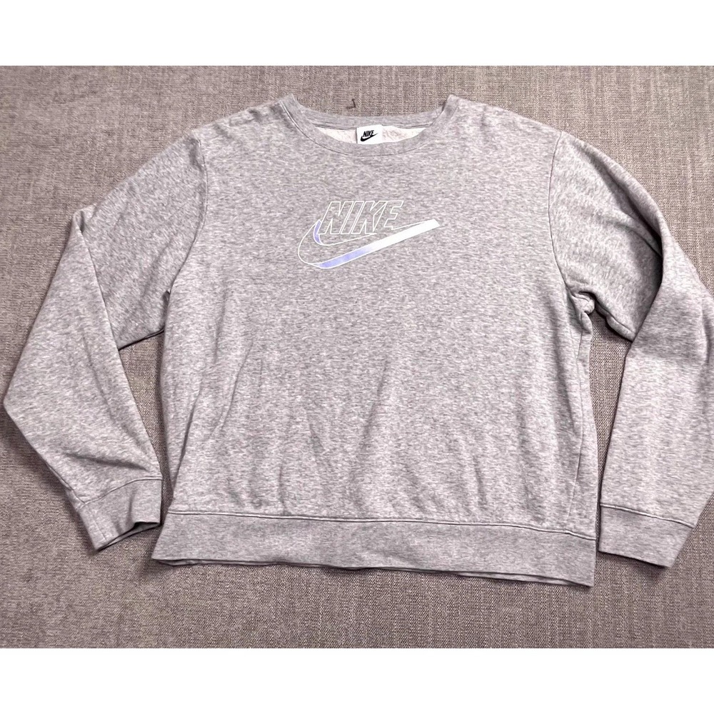 Nike Sweatshirt Mens M Gray Fleece Lined Crew Neck Long Sleeve Outdoor Pullover